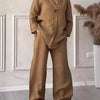 Cotton Linen Sets Two 2 Pieces Sale Casual Long Sleeve Button Loose Blouse Shirt&High Elastic Wide Leg Loose Pant Suits NMD-3021