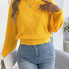 Women's Solid Color Round Neck Lantern Long Sleeve Knitted Sweaters for 2026 Autumn Winter Woman Clothes Yellow Red Khaki Tops