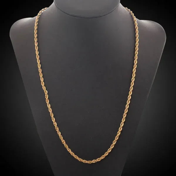 3mm Plated 18k Gold Fried Dough Twist Chain Necklace Bracelet Hip-hop Twisted Rope Cuban Lovers Party High-end Jewelry Gifts