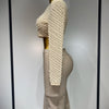 Damen Sexy Langarm Mesh Perlen Top Celebrity Midi Damen Bandage Set 2025 Designer Abendparty Luxus Geburtstag Zweiteiler Set