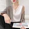 Silk halter V-neck sleeveless bodice Satin vest lace with beautiful back summer jacket with suit top