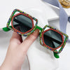 Quadratische Luxus Diamanten Sonnenbrille Damen Punk Mode Strass Sonnenbrille Weiblich Glänzend Sexy Gelbe Linse Brille Schatten Handgemacht