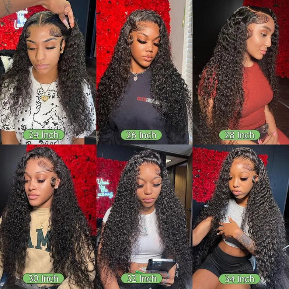 40 Inch Curly Lace Front Wig Water Wave 13X6 Hd Lace Frontal Wig Deep Wave Human Hair Wig 250 Density Preplucked Brazilian Hair