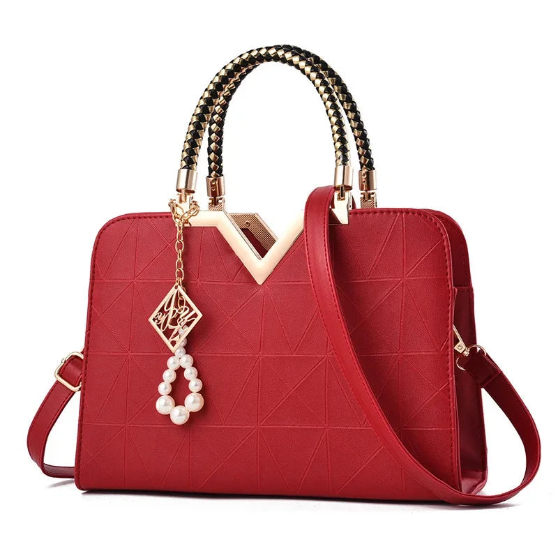Damen Handtasche Patchwork Umhängetasche Messenger Office Work PU Leder Damen Tasche Luxus Mode Elegant