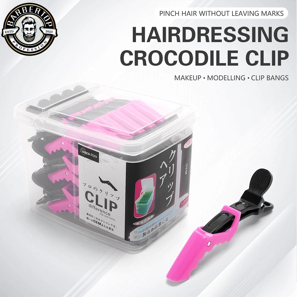 30 Stück/Box Friseur-Haarspangen Friseurklammern Krallen-Haarteilungs-Clip Schwarz-Pink für Salon-Haarstyling Friseurwerkzeug