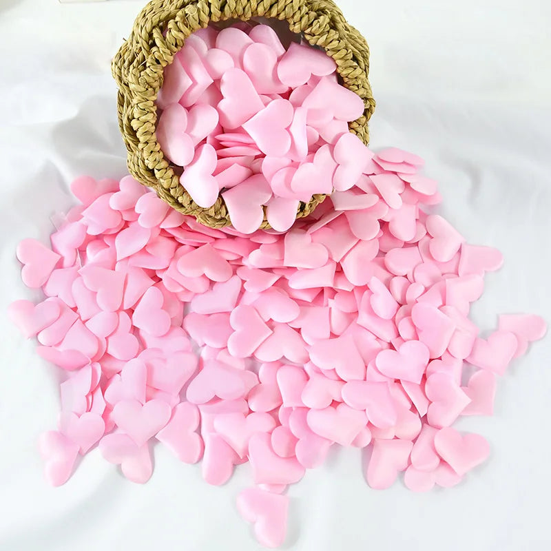 100/200 Stück künstliche Liebe Herz Blütenblätter Valentinstag Hochzeit Party Konfetti Blütenblätter Schwamm Satin Stoff Tisch Bett Dekorationen
