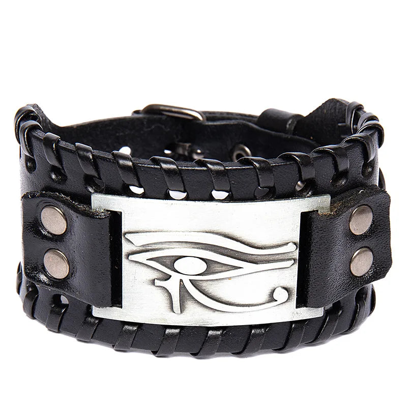 New Retro Wide Leather Pirate Compass Bracelet Men's Bracelet Celtic Viking Jewelry Compass Bracelet Accessories Party Gifts