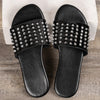 2024 Women Summer New Flat Bottom Rivet Outdoor Beach Large Size Slippers for Leisure, Anti slip Durable Home Sandals