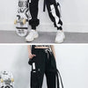 Women Cargo Pants 2023 Harem Pants Fashion Punk Pockets Jogger Trousers With Chain Harajuku Elastics High Waist Streetwear