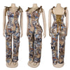 Two Pieces Women Pant Sets Print Matching Set Drawstring Pockets Sleeveless Top Elastic Waist Pants Slim Fit Casual 2026 Spring