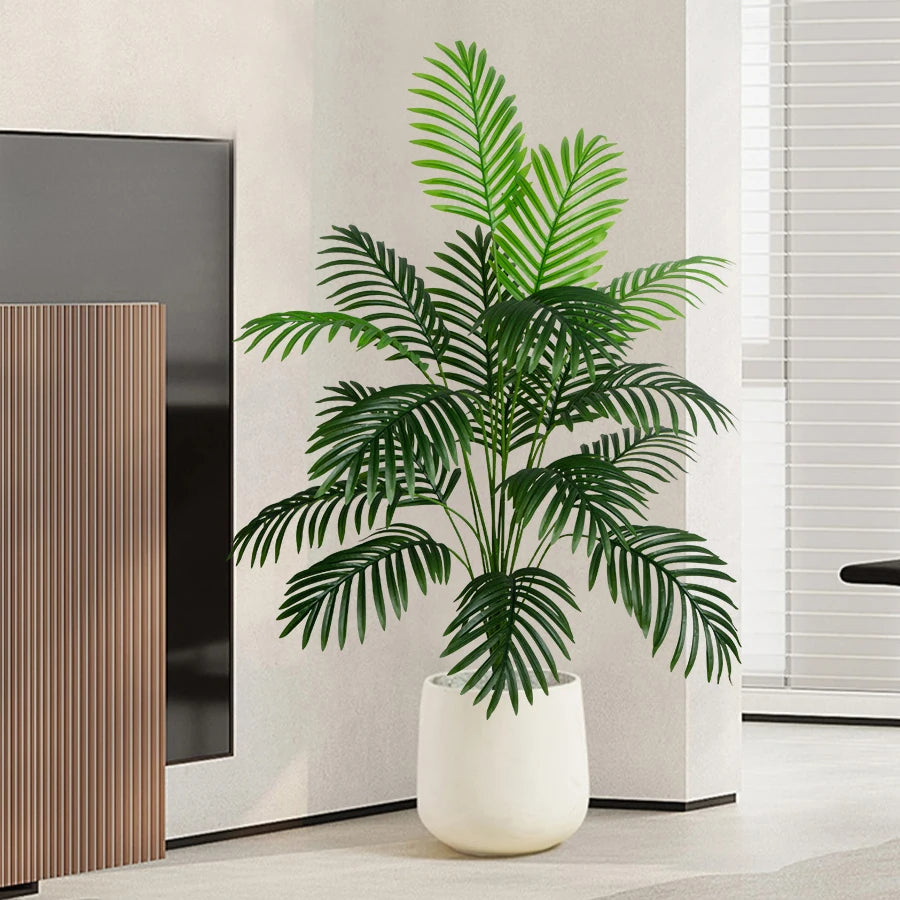 90-180cm Large Fake Palm Tree Artificial Tropical Plants Plastic Monstera Leaves Big OliveTree Foliage for Home Garden Decor