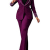 Znaiml Elegant Formal Office Lady Two 2 Pieces Women Clothing Pearls Blazer Coat and Straight Pants Work Business Matching Sets