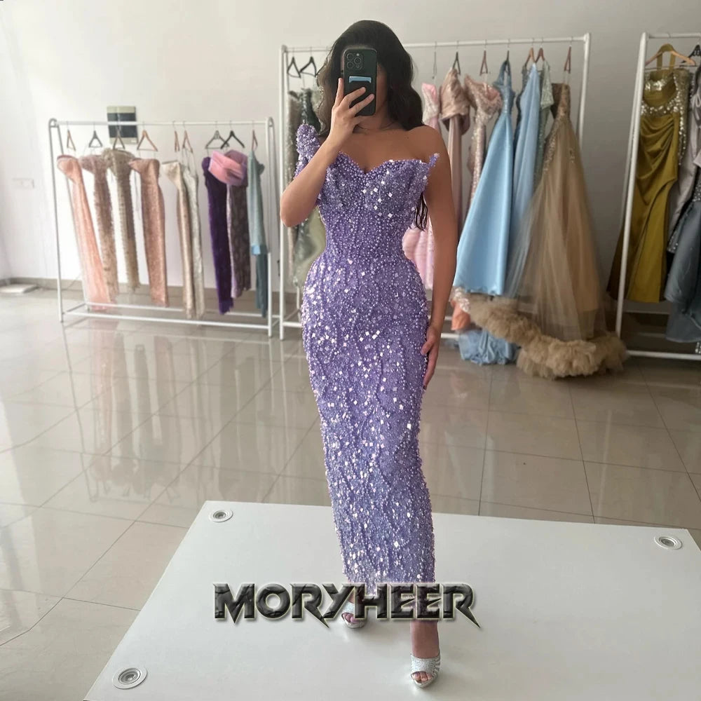 MORYHEER Exquisite Pearls Prom Dresses Sweetheart One-shoulder Mermaid Pageant Party Gown Vestidos De Gala Customized Plus Size