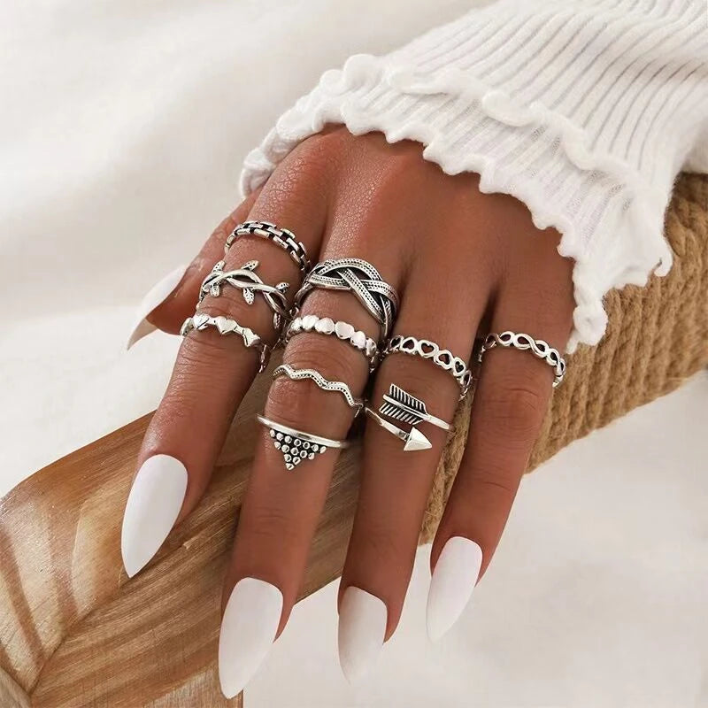 50pc/Lot Jewelry Factory In Stock Finger Rings Women Gold Antique Silver Plate Enamel Opal Crystal Snake Jewelry Party Bar Girl