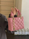 Quilted Pattern Solid Color Pu Handbag With Pendant Decoration, Versatile Noble Women's Crossbody Bag, Fashionable Handbag