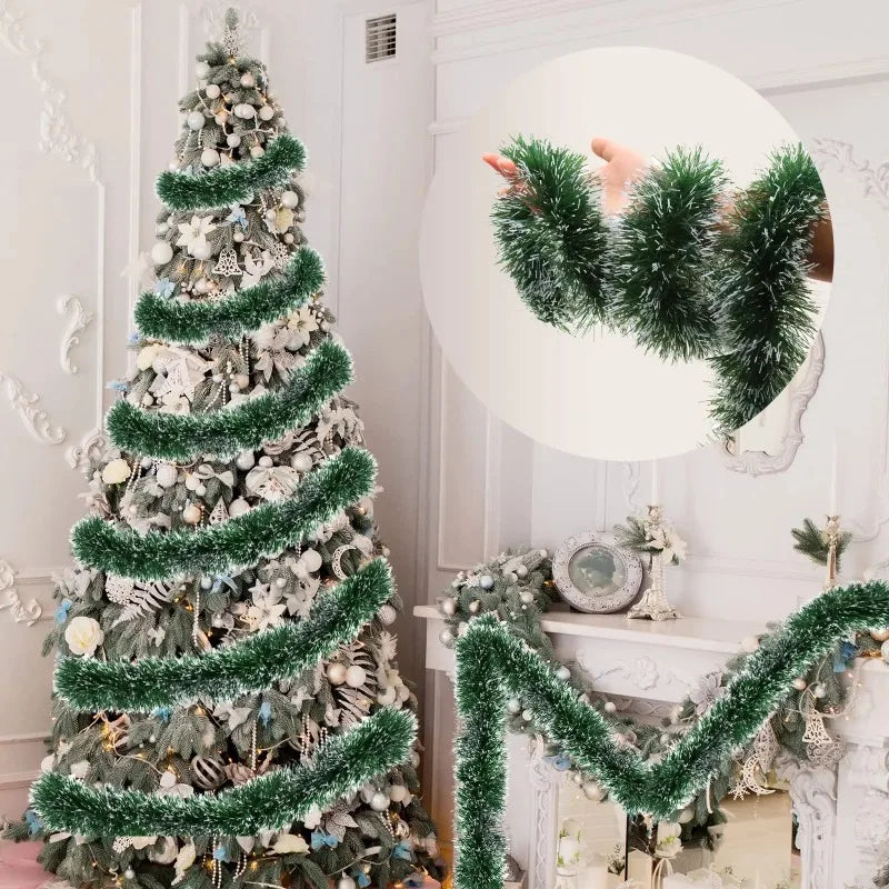 Weihnachten Grüne Zuckerrohr Bänder Girlande DIY Weihnachtsbaumschmuck Grüne Zuckerrohr Bänder Kranz Hängender Anhänger Haus Party Dekoration
