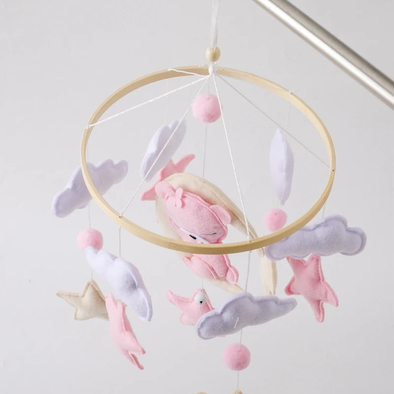 Baby-Kinderbett-Mobile-Rassel-Spielzeug 0-12 Monate Säugling Weicher Filz Teddy Samt Rosa Bär Bettglocke Hängendes Spielzeug Halterung Babybett Mädchen Spielzeug