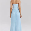 Mozision schulterfreies, rückenfreies, plissiertes Maxikleid für Damen, modisch, trägerlos, ärmellos, hohe Taille, eng anliegend, sexy, langes Kleid