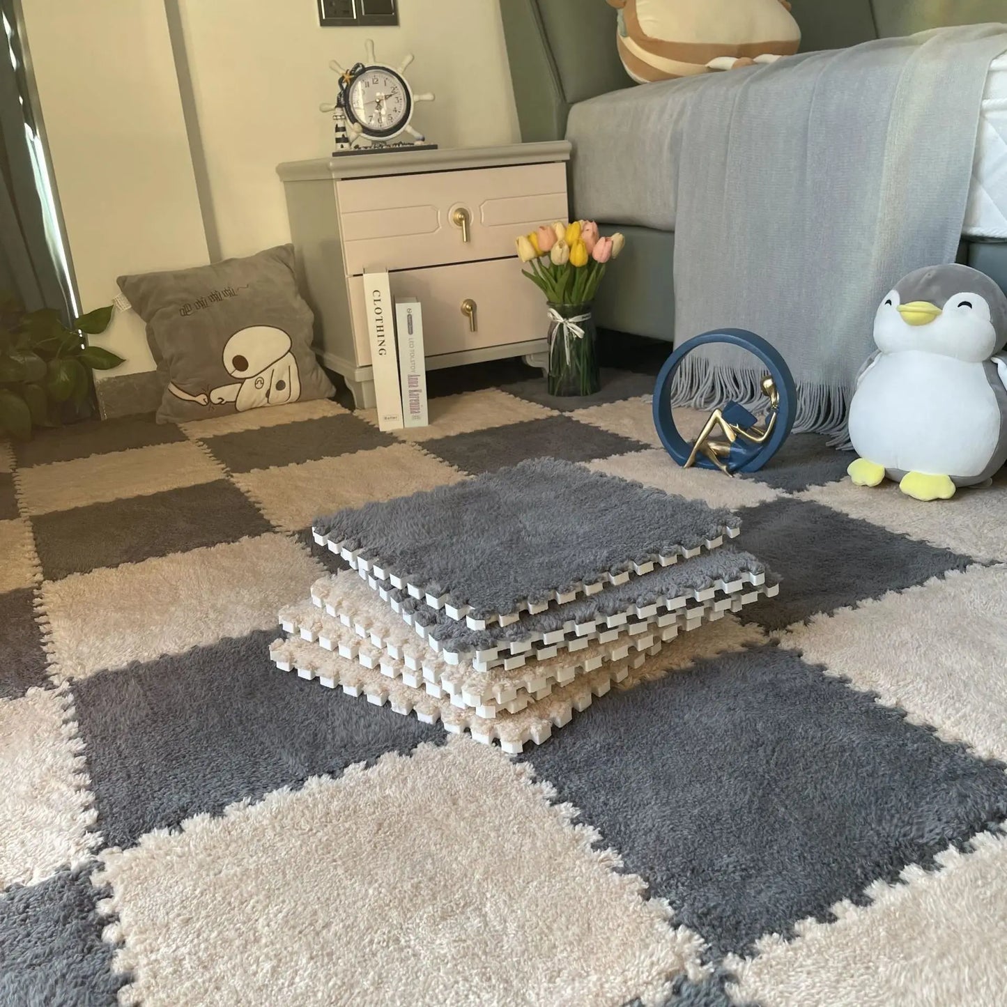 Eva-Schaumstoff-Puzzle-Teppich, weiche Plüsch-Kindermatte, Babyspielzeug, Baby-Spielmatte im Kinderzimmer, warmhaltende Spielmatte