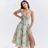 Suninheart Summer Pink Floral Print Corset Dress Midi Elegant Sexy Party Dresses Holiday Birthday Casual A Line Women Clothing