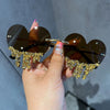 2023 Modedesigner Herz-Sonnenbrille Damen Retro Randlos Bling Persönlichkeit Sonnenbrille Party UV400 Brille lentes de sol mujer