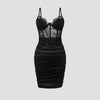Elegant Sleeveless Dress for Woman New Fashion Sexy Lace Pleated Flower Patterned Hip Wrap Skirt Y2k Slim Fit Dresses for Female