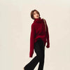 Rollkragenpullover 100% Kaschmir Pullover Damen lose verdickend Anti-Aging Nische Vintage Roter Rundhals-Pullover Damen Langarm