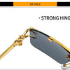 KAMMPT Vintage Rimless Sunglasses Men Women Fashion Oversized Square Shades Eyewear New Double Bridge Gradient UV400 Sun Glasses