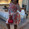 Women Two Piece Sets Shorts Skirt Set Full Sleeve Print Top Short Skirts A Line Pleated High Waist Y2k Streetwear Elegant Autumn