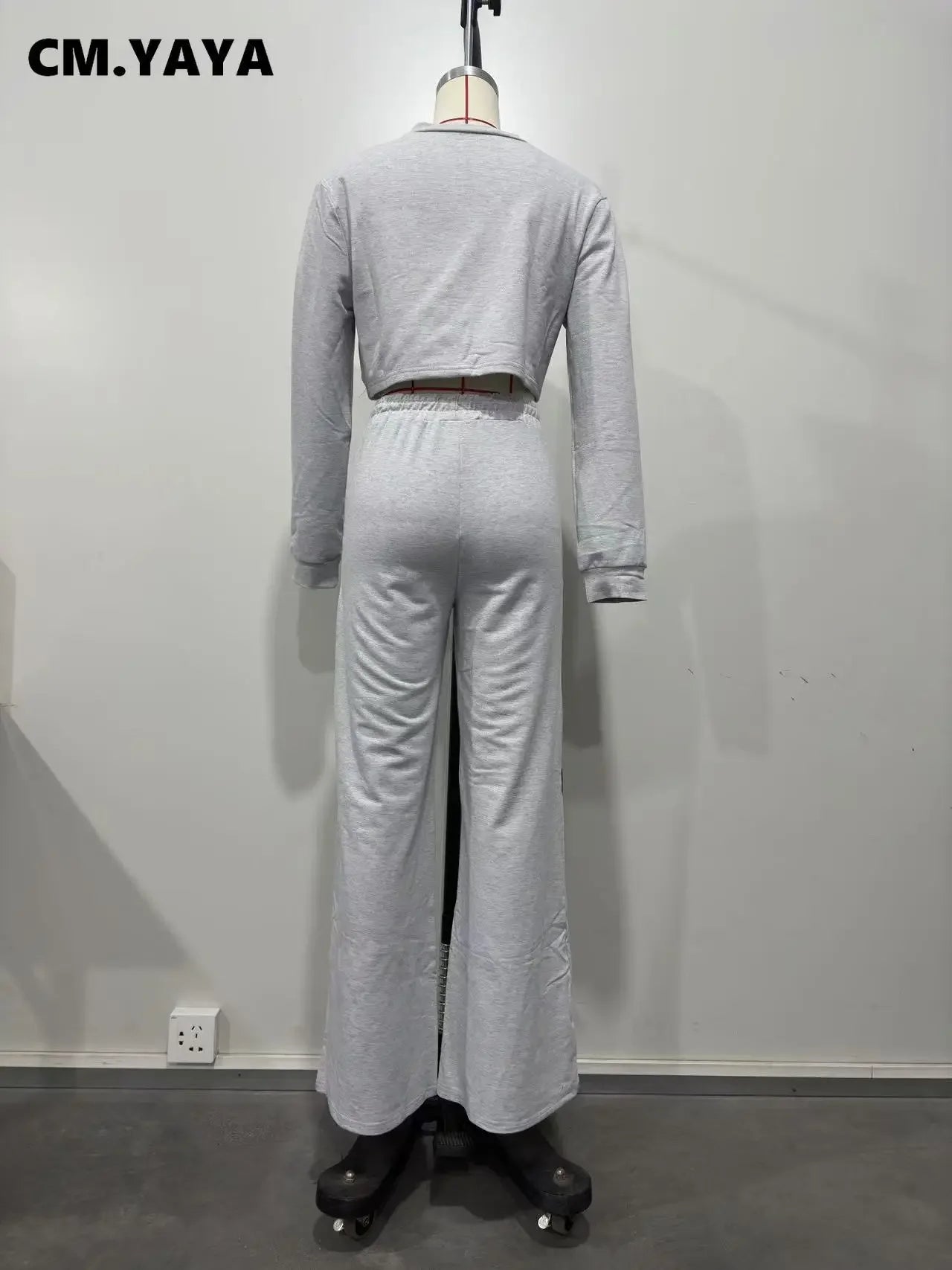 CM.YAYA Fashion Striped Splicing Women's Set Long Sleeve Sweatshirt and Sweat Pants Tracksuit 2024 Winter Two 2 Piece Set Outfit