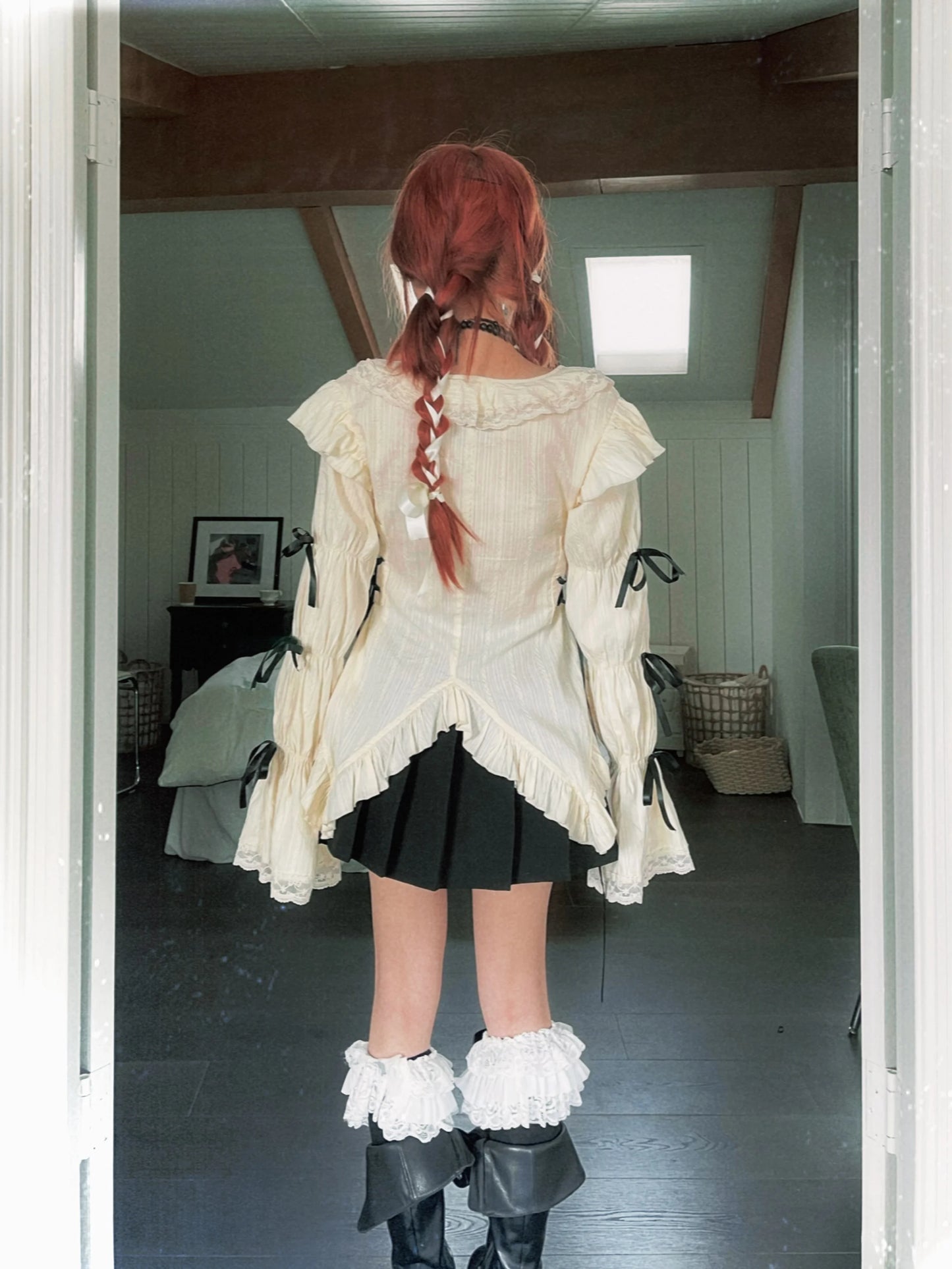 Karrram Y2k Ästhetik Spitze Hemd Grunge Gothic Unregelmäßige Blusen Fee Harajuku Bandage Hemd Vintage Lolita Kleidung Mall Goth