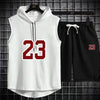 Summer New Men's Sleeveless Hooded T-shirt+shorts pants Sports two-piece set gym  Fashion  Casual Men Women Sports Two Piece Set