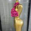 Rosered Orange Women Sexy Florals Backless Halter Bodycon Tops Nightclub Party Celebrate Carnivals Music Festival Tops
