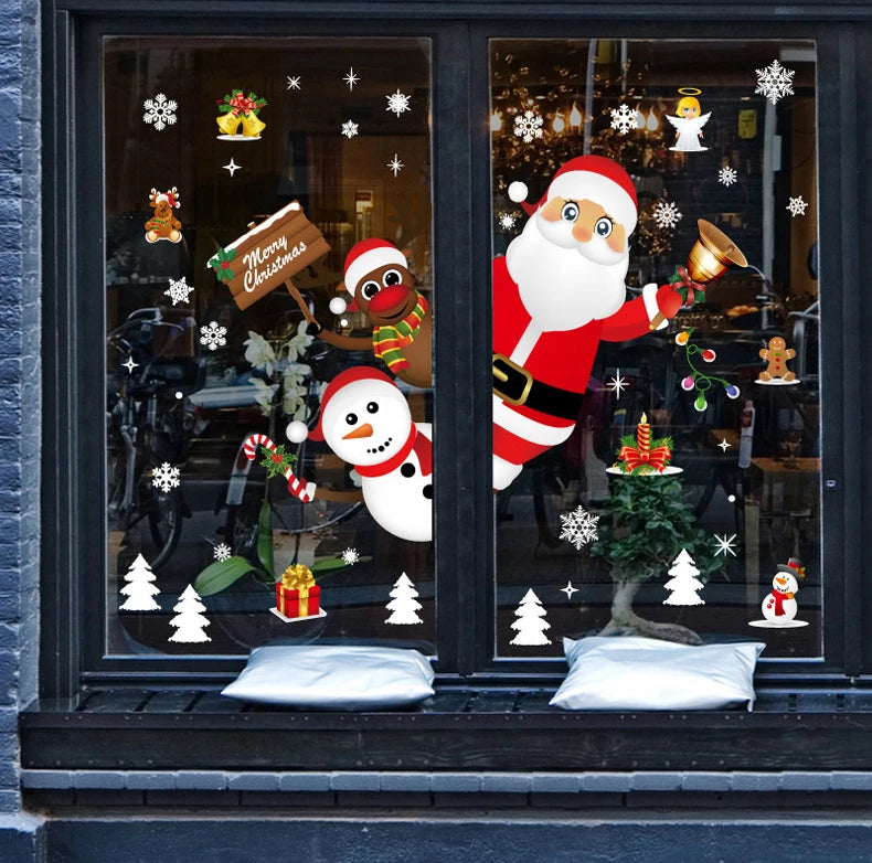 Weihnachtsfensteraufkleber Frohe Weihnachten Dekorationen für Zuhause 2024 Weihnachtsschmuck Xmas Navidad Natal Geschenke Neujahr 2025