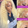 613 Transparente HD-Spitzenfront Echthaarperücke lockig 13x6 Honigblond Deep Wave Full Lace Frontal Perücke Brasilianisch 40 Zoll 250 Dichte