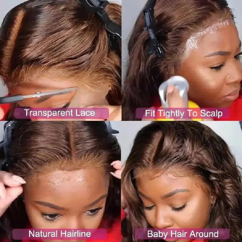 Chocolate Brown Straight 13x4 13x6 Hd Lace Frontal Wig Brazilian Colored T Part Human Hair Wigs For Women Preplucked 30 36 Inch