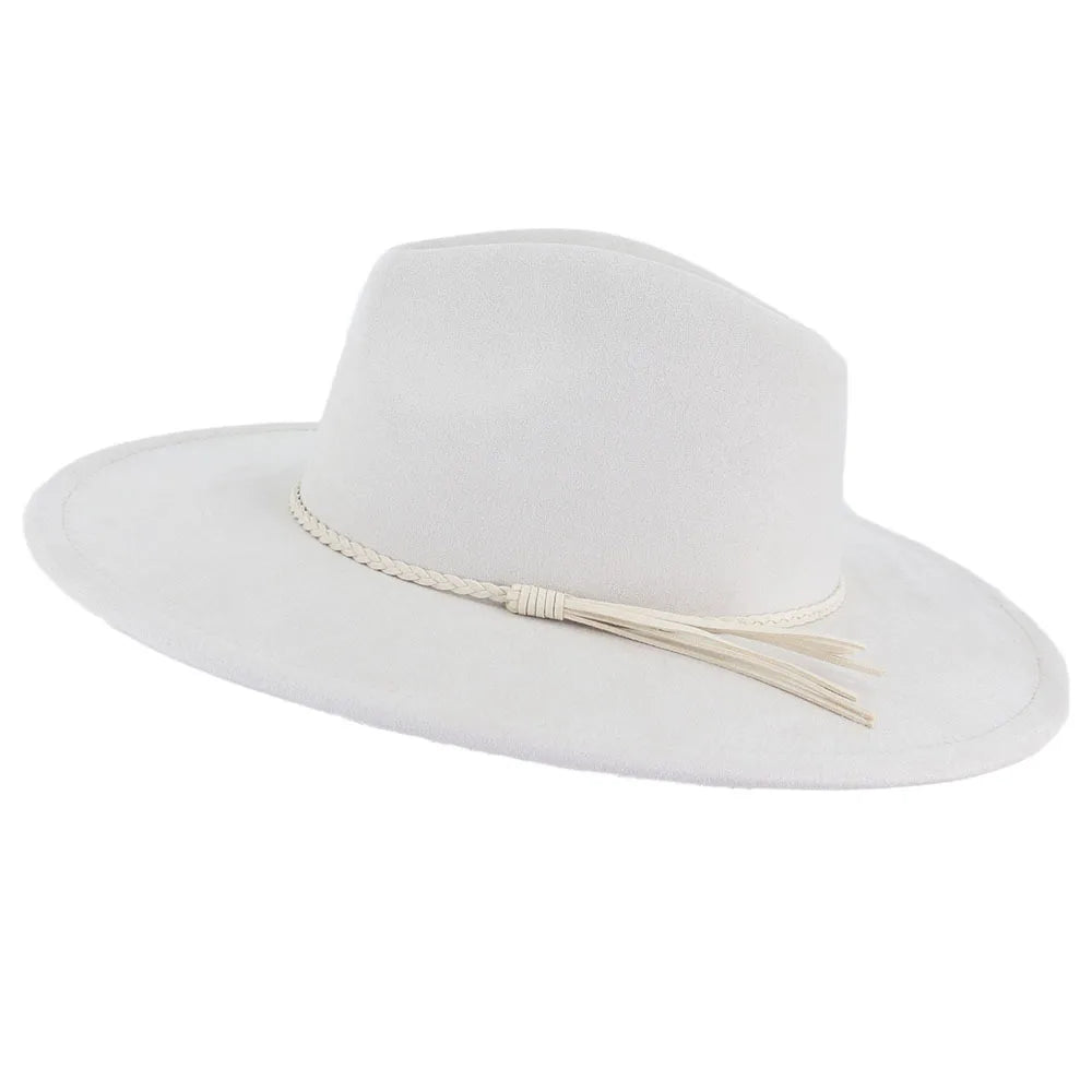 Suede Top Hat 9.5cm Wide Brim Fedora Hat Men Women Autumn Winter Felt Jazz Hats Classic Church Fedoras Chapeau Sombrero Mujer