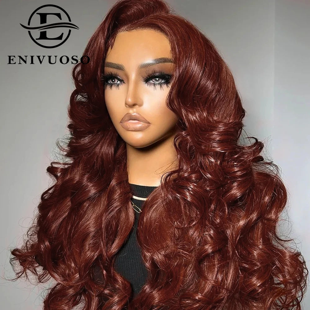 200% Density 13X6 Dark Purple Colored Body Wave Lace Front Wigs Pre Plucked Glueless 13x4 Long Wavy Lace Frontal Wigs For Women