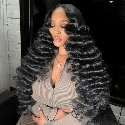Alimice Günstiger Preis 4x4 Lace Closure Loose Deep Wave Echthaarperücke Glueless Transparente Lace Closure Echthaarperücke 4x4