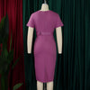 2024 summer new short sleeve V-neck waist solid color Tunle pencil skirt dress