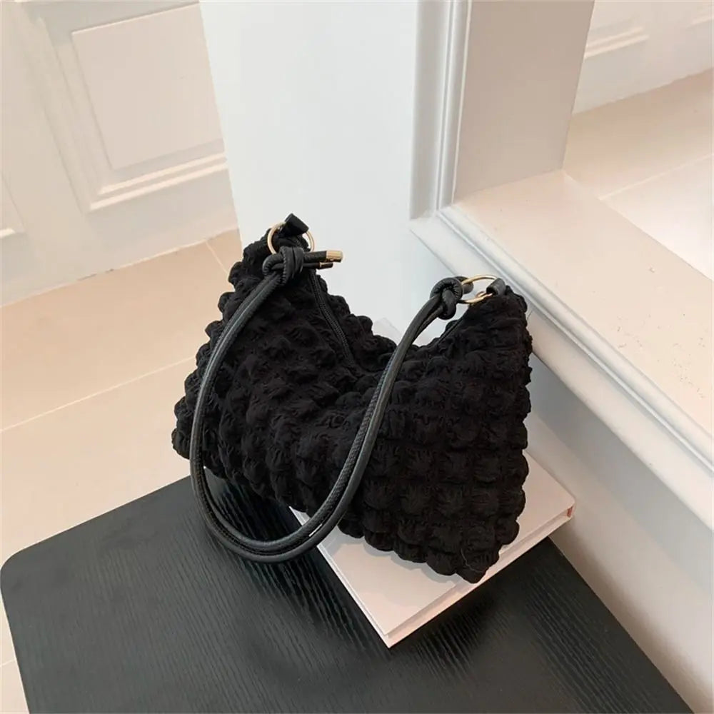 Canvas Wrinkle Bag for Women Shoulder Bags Pleated Bubbles Handbags Padded Casual Underarm Quilted Bag Tote Cloud Bag