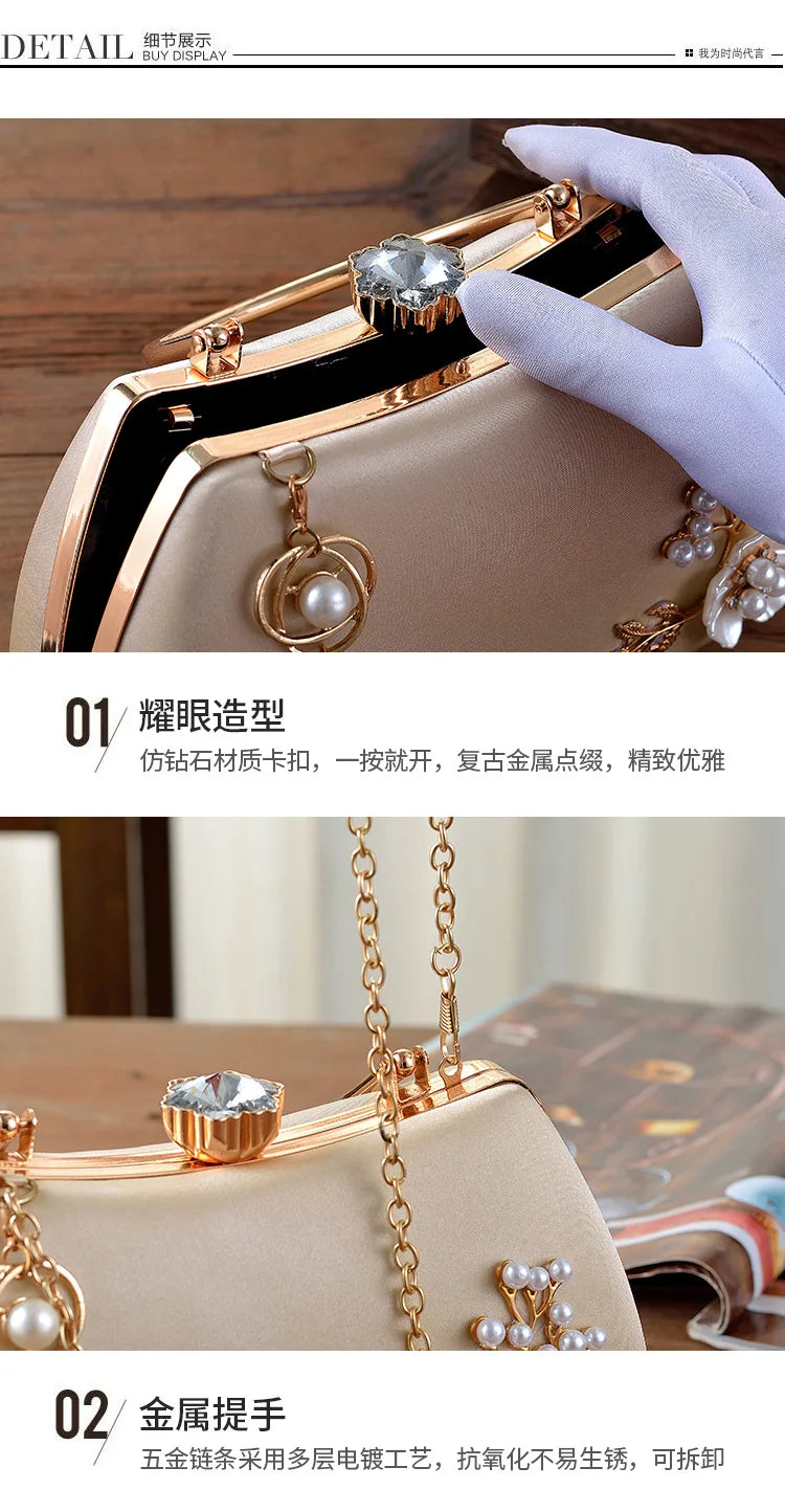 2025 Neue Damen Handgemachte Blumen Clutch Handtaschen Hochzeit Abend Geldbörsen Party Dinner Handtasche Für Damen 4 Farben