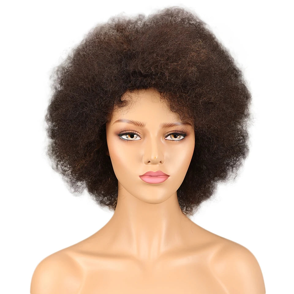 Brasilianische Afro Kinky Curly Bob Perücken P4/30# 200% Dichte Remy Echthaarperücken Braunfarbe P2/33# F1B/99J Perücken mit Pony für Schwarz