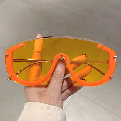 KAMMPT Y2k Stylische Damen-Sonnenbrille, modisch, Verlaufsfarben, Outdoor-Sportbrille, trendiges Luxus-Markendesign, futuristische Herren-Sonnenbrille