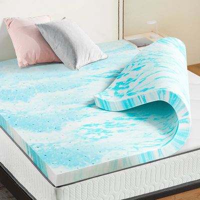 JHK 2-3 Zoll Gel-Memory-Foam-Matratzenauflage Volle Größe Kühlende Matratze Weiche und atmungsaktive Matratzenauflage Schulschlafzimmermöbel