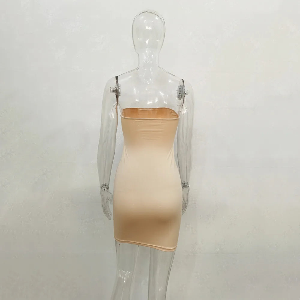 Sexy Trägerloses schulterfreies, pinkfarbenes Bodycon-Kleid für Damen, rückenfreies, schmales Minikleid, Club-Party-Kleider