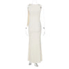 Hugcitar Fashion Solid O Neck Sleeveless Patchwork Sexy Bodycon Maxi Prom Dress Summer Women Clothes Party Festival Club Y2K
