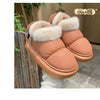 Bow Knot Short Ankle Snow Boots Women Winter Plush And Thick Insulation Waterproof PU Cotton Household Shoes Home Slipper Women