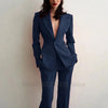 Damenanzug Party Hochzeit Übergröße 2-teilig Schmal Geschnitten Spike-Kragen Abschlussball Blazer Hose Outfit Kleid Abendkleider für den Abschlussball Traf Set