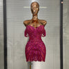 Show Dress Costumes Women Rose Sequins Rhinestones Breast Cups Mesh Bodycon Mini Evening Club Party Birthday Dress Shoot